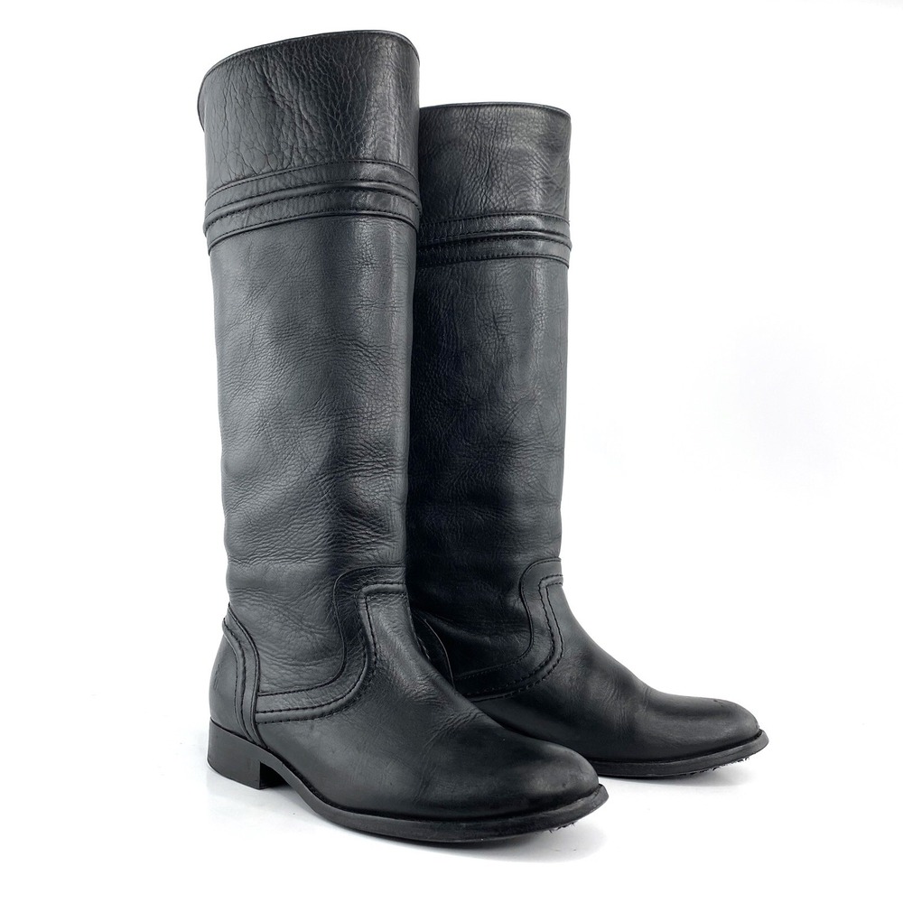 Frye "Melissa Trapunto" Black Leather Tall Boots